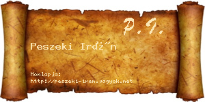 Peszeki Irén névjegykártya