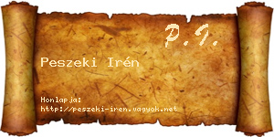 Peszeki Irén névjegykártya